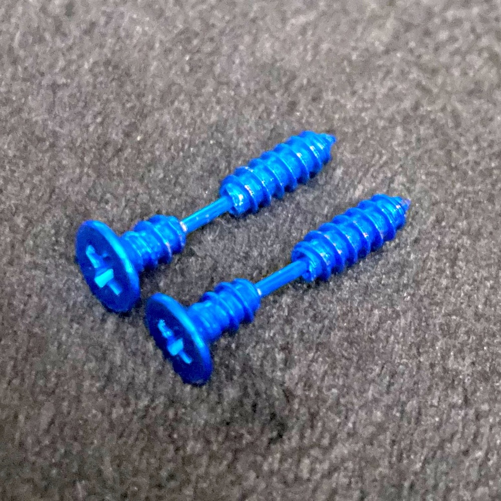 Blue Unisex Screws Nail Earrings